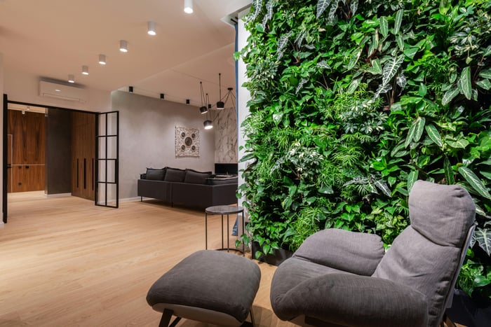 Living wall in a comfy seating area