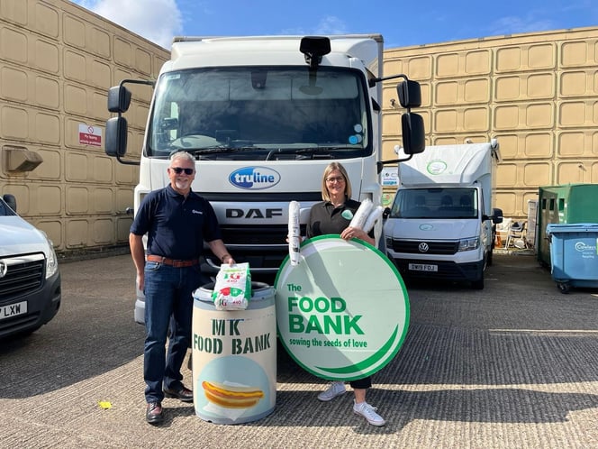 Donating vital supplies to MK Food Bank